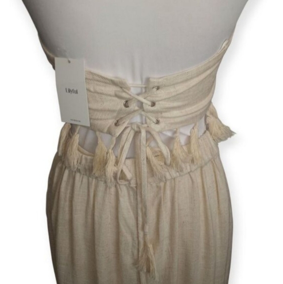Lilyful Cream Vacay Tassel Pant Set with Fringe Sz.S NWT. - Picture 5 of 11